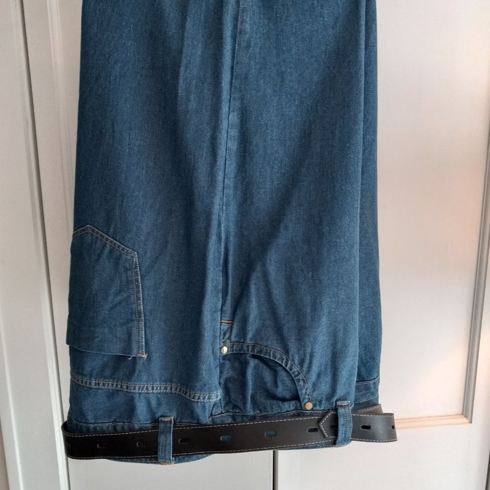 Women's 30W Woman Within Blue Jeans w/ Belt, Wide Leg
